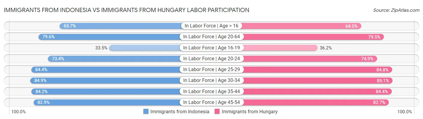 Immigrants from Indonesia vs Immigrants from Hungary Labor Participation