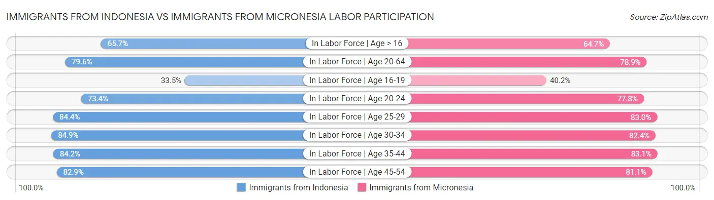 Immigrants from Indonesia vs Immigrants from Micronesia Labor Participation