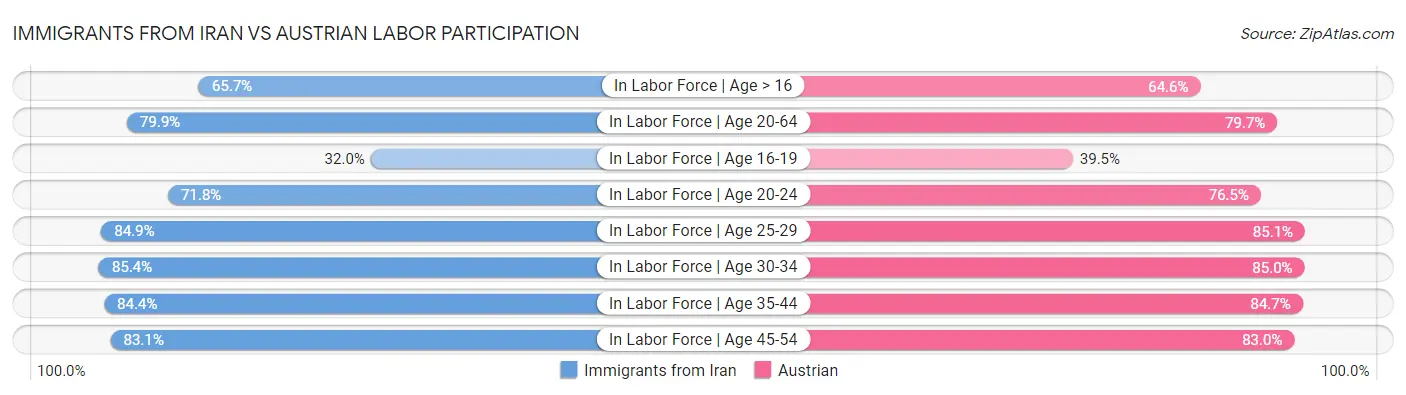 Immigrants from Iran vs Austrian Labor Participation