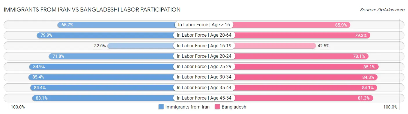 Immigrants from Iran vs Bangladeshi Labor Participation