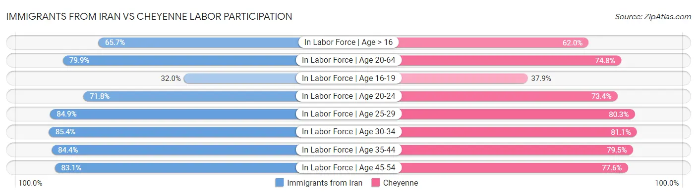 Immigrants from Iran vs Cheyenne Labor Participation