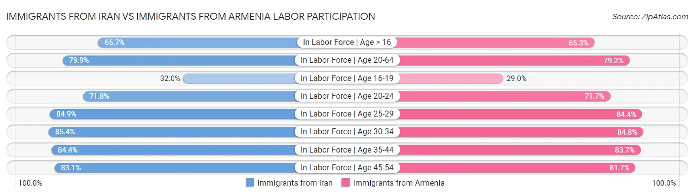 Immigrants from Iran vs Immigrants from Armenia Labor Participation