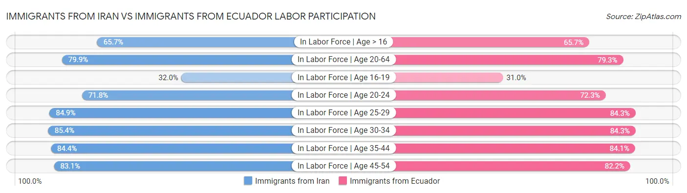 Immigrants from Iran vs Immigrants from Ecuador Labor Participation