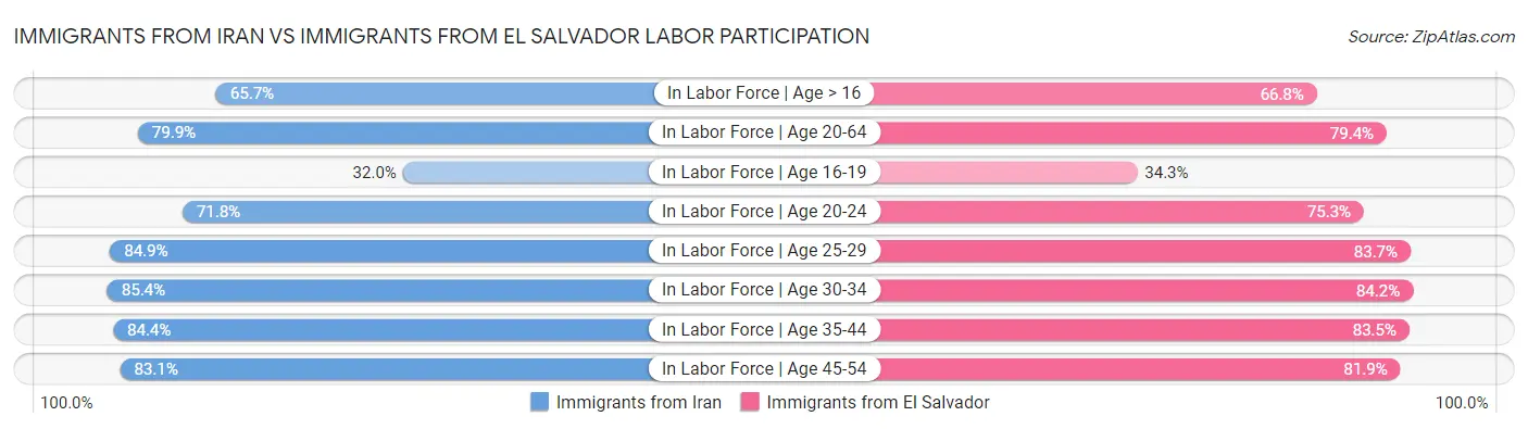 Immigrants from Iran vs Immigrants from El Salvador Labor Participation