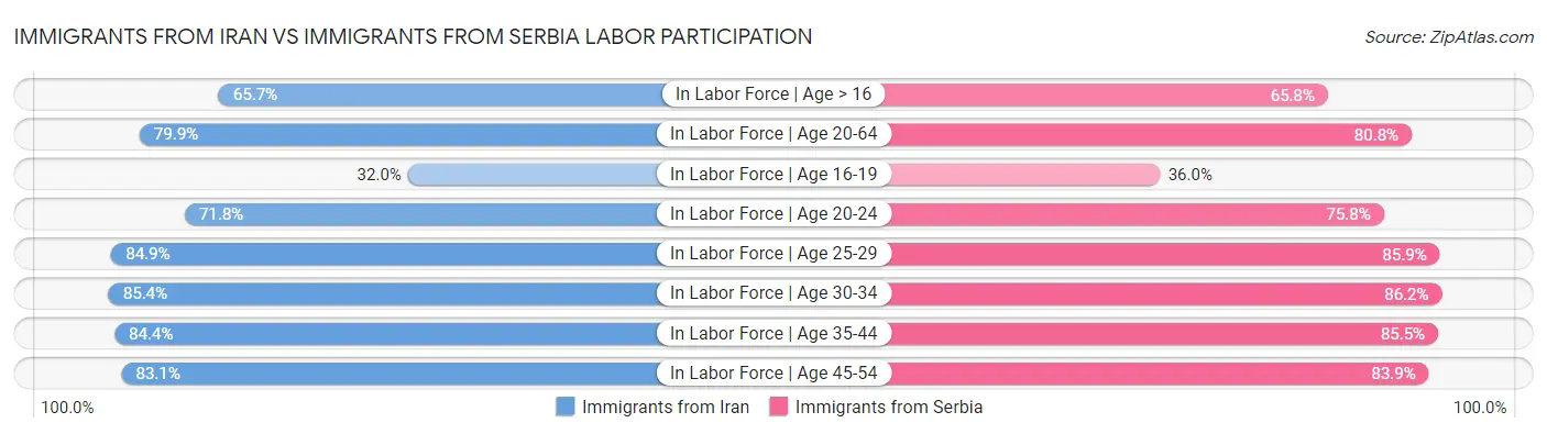Immigrants from Iran vs Immigrants from Serbia Labor Participation