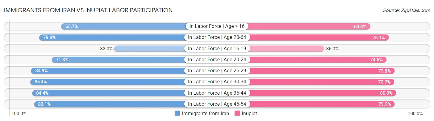 Immigrants from Iran vs Inupiat Labor Participation