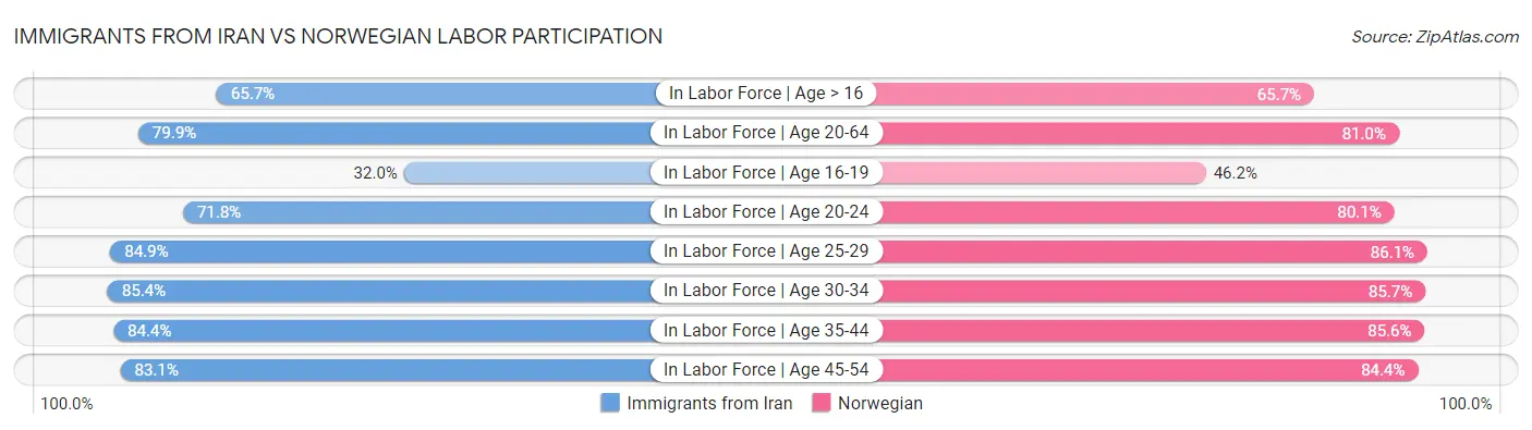 Immigrants from Iran vs Norwegian Labor Participation