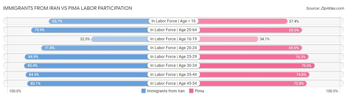 Immigrants from Iran vs Pima Labor Participation