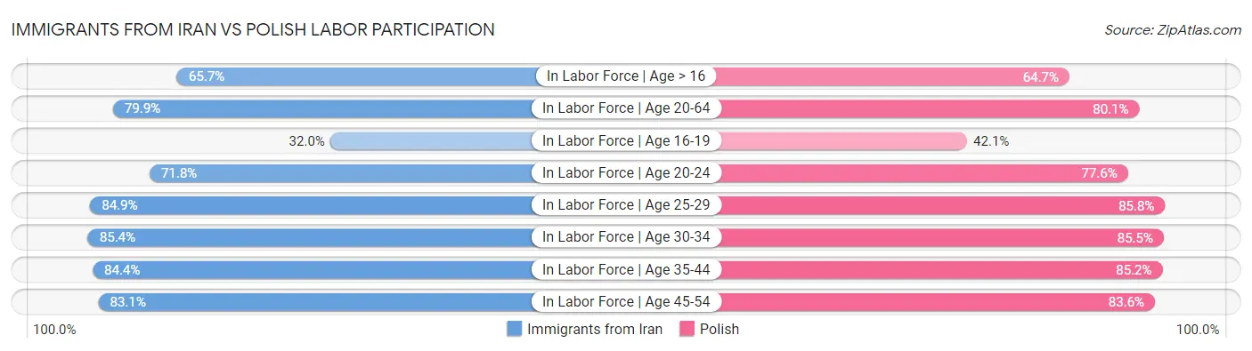 Immigrants from Iran vs Polish Labor Participation