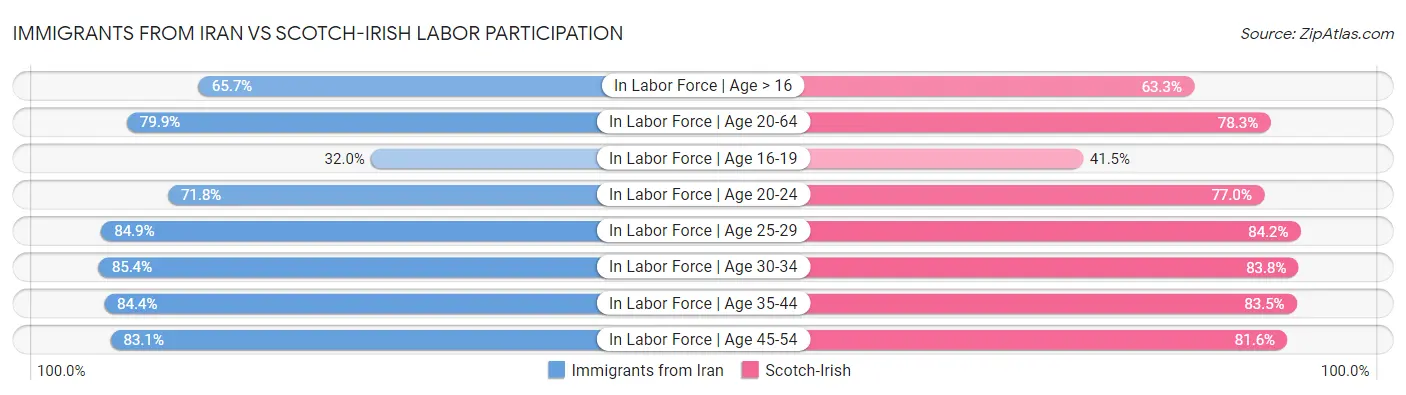 Immigrants from Iran vs Scotch-Irish Labor Participation