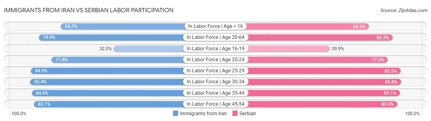 Immigrants from Iran vs Serbian Labor Participation