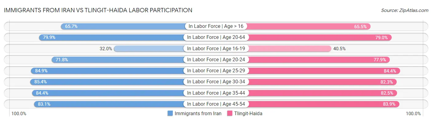 Immigrants from Iran vs Tlingit-Haida Labor Participation