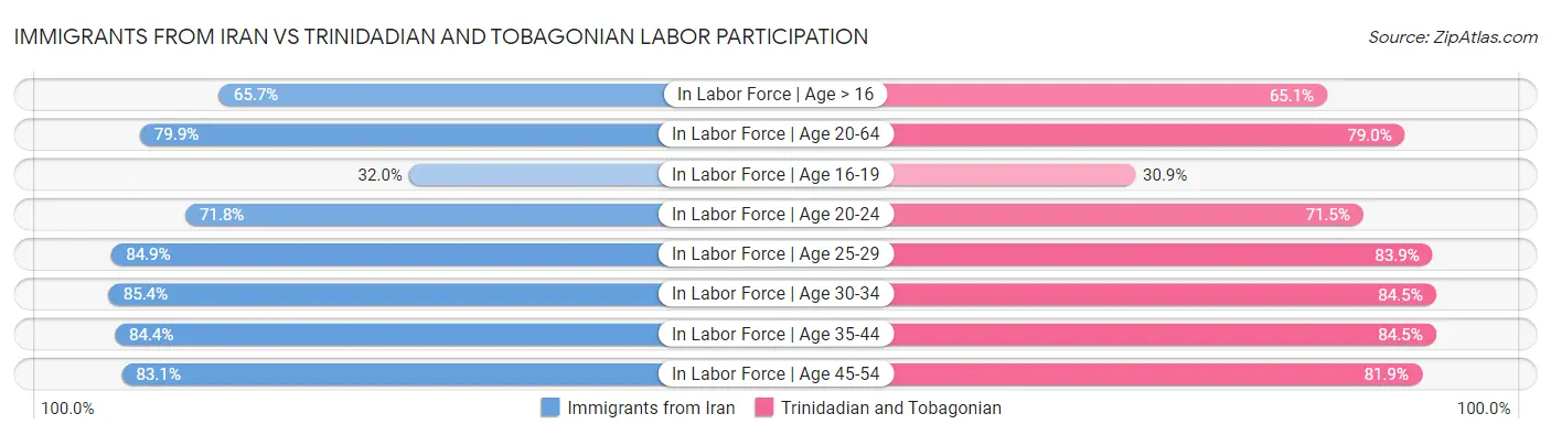 Immigrants from Iran vs Trinidadian and Tobagonian Labor Participation