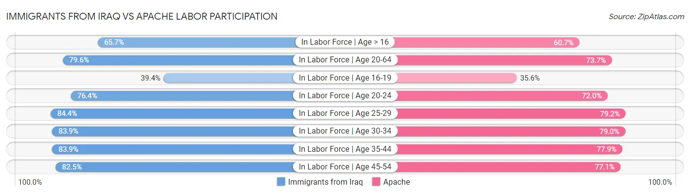 Immigrants from Iraq vs Apache Labor Participation