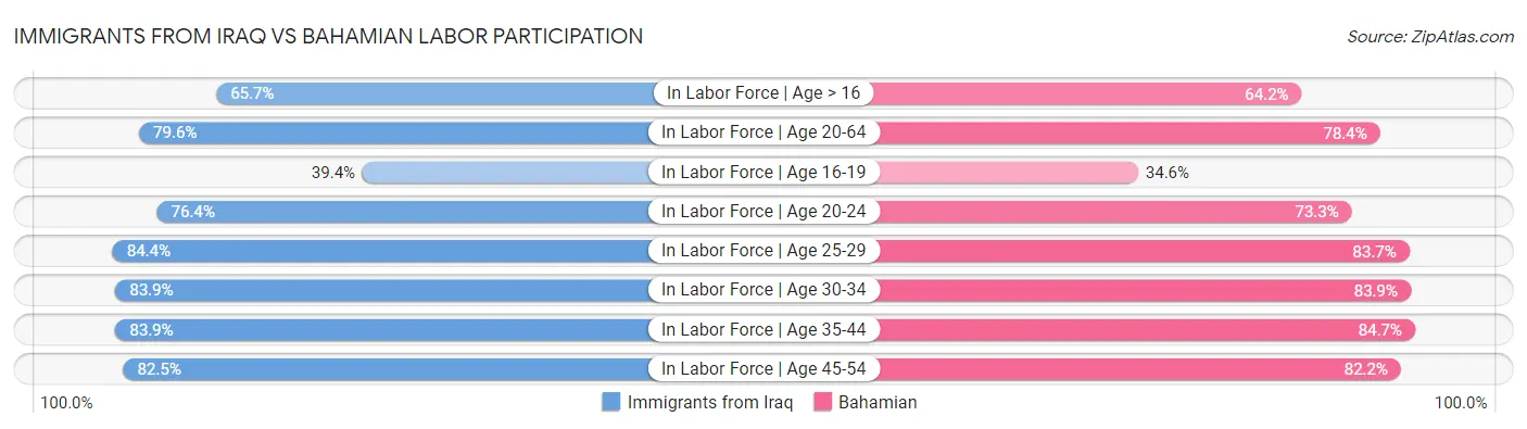 Immigrants from Iraq vs Bahamian Labor Participation