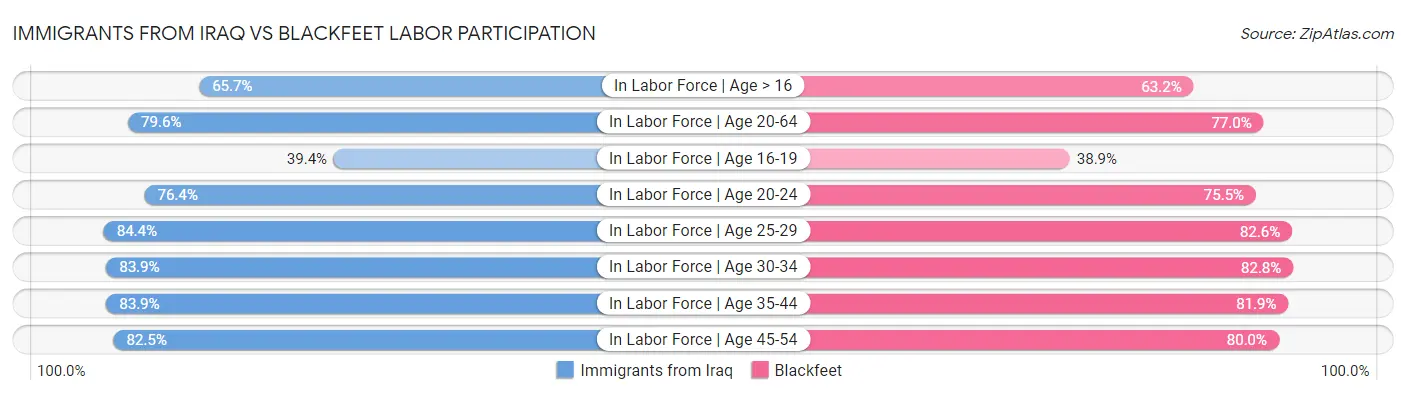 Immigrants from Iraq vs Blackfeet Labor Participation