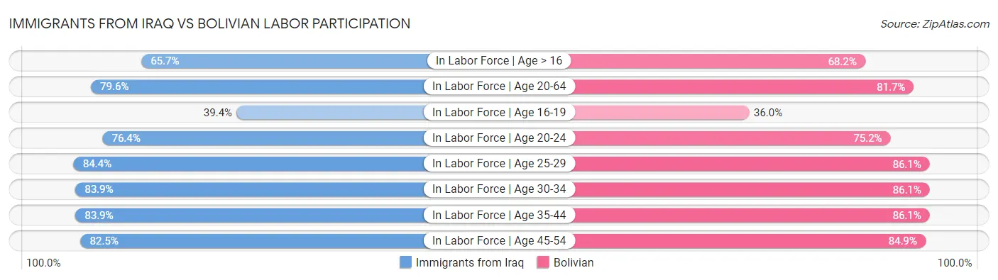 Immigrants from Iraq vs Bolivian Labor Participation
