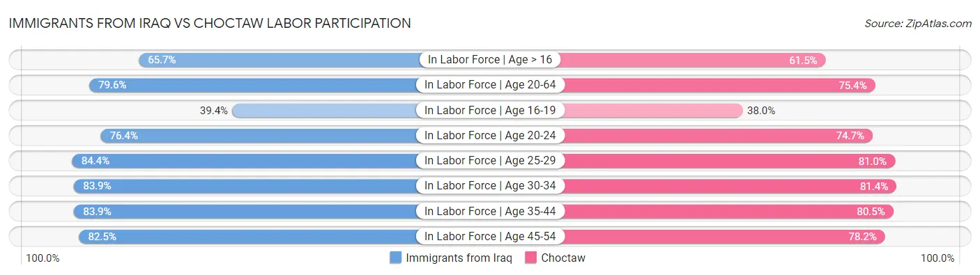 Immigrants from Iraq vs Choctaw Labor Participation