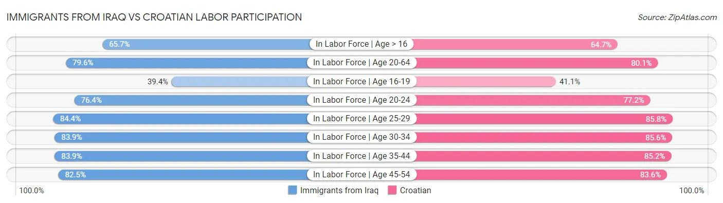 Immigrants from Iraq vs Croatian Labor Participation