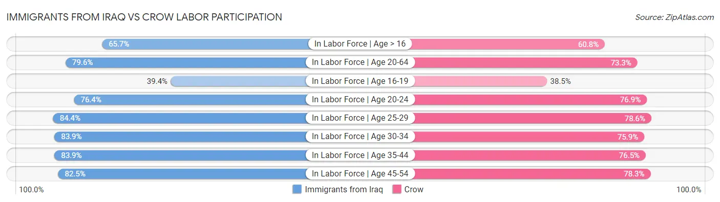 Immigrants from Iraq vs Crow Labor Participation