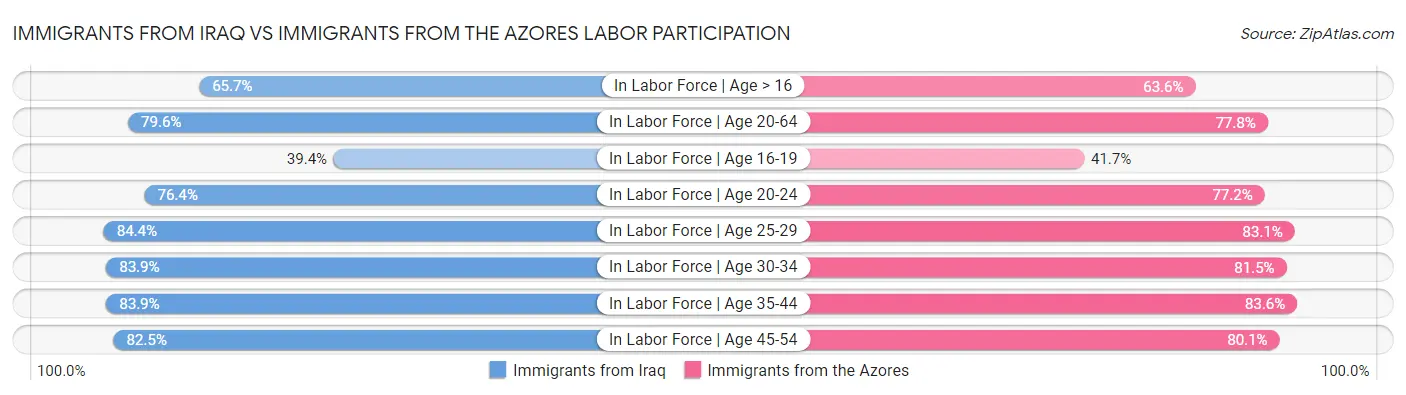 Immigrants from Iraq vs Immigrants from the Azores Labor Participation