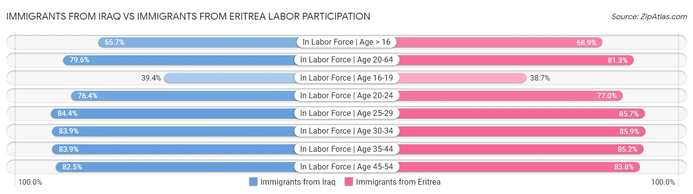 Immigrants from Iraq vs Immigrants from Eritrea Labor Participation