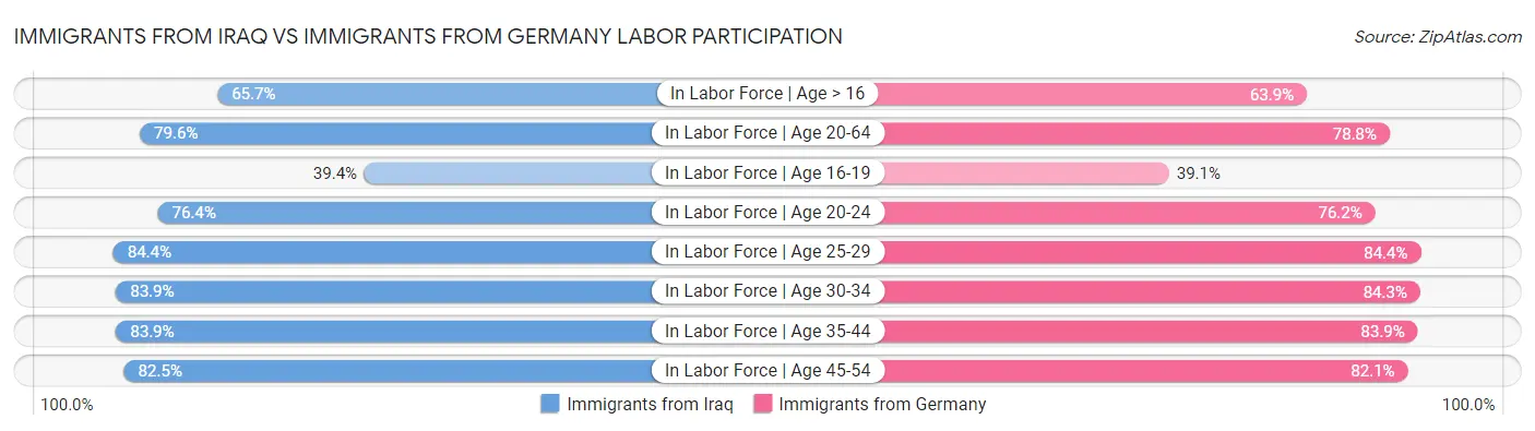 Immigrants from Iraq vs Immigrants from Germany Labor Participation
