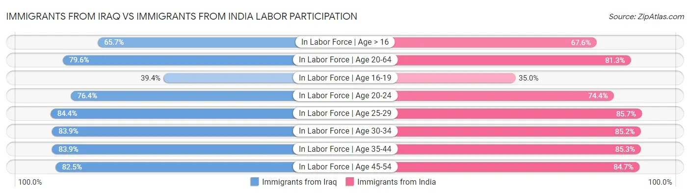 Immigrants from Iraq vs Immigrants from India Labor Participation