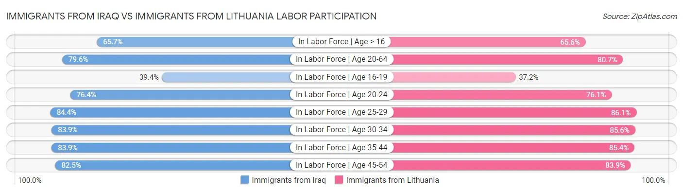 Immigrants from Iraq vs Immigrants from Lithuania Labor Participation