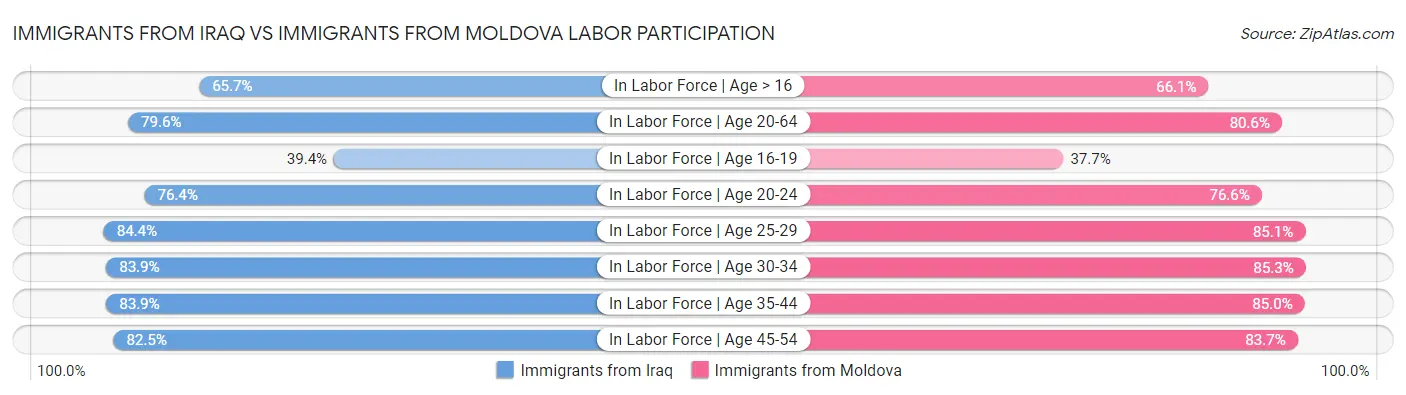 Immigrants from Iraq vs Immigrants from Moldova Labor Participation