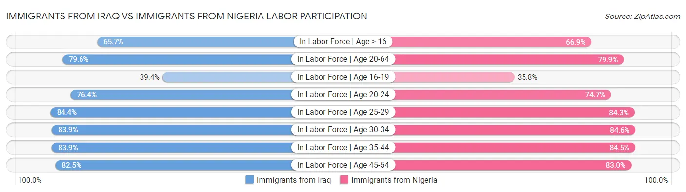 Immigrants from Iraq vs Immigrants from Nigeria Labor Participation