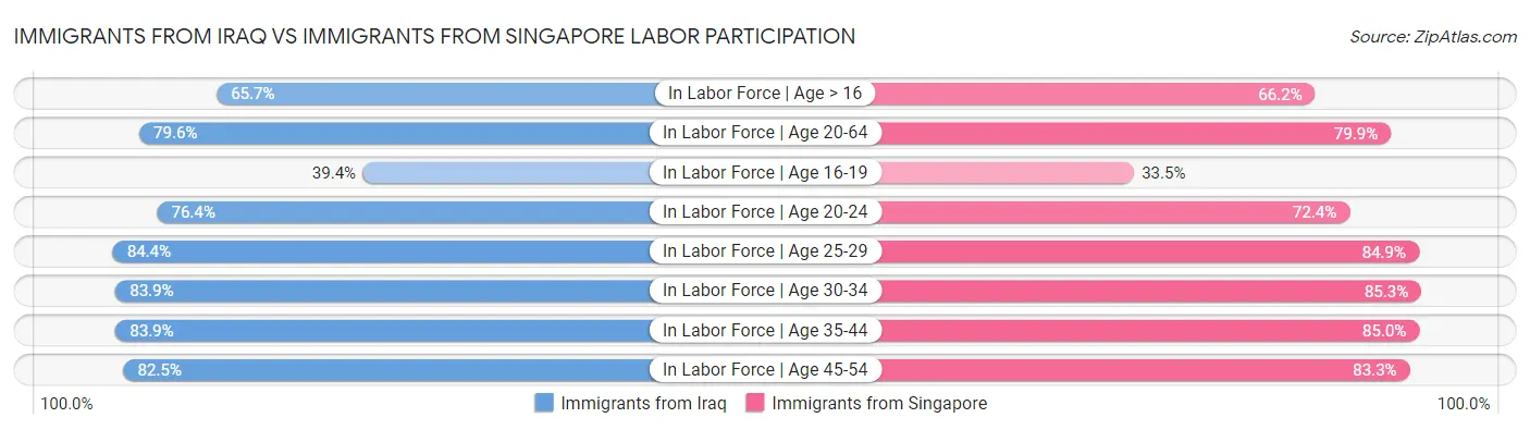Immigrants from Iraq vs Immigrants from Singapore Labor Participation
