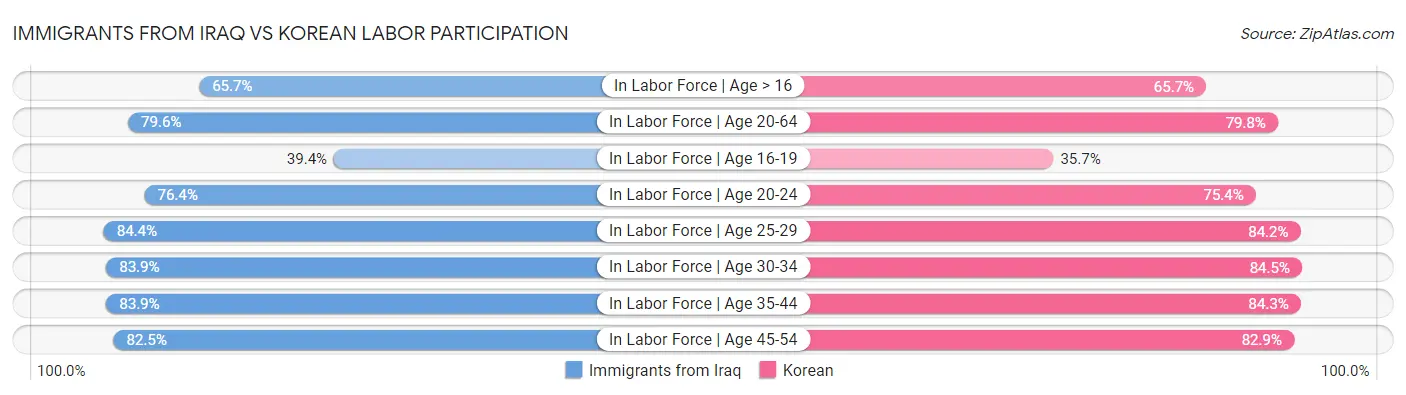 Immigrants from Iraq vs Korean Labor Participation