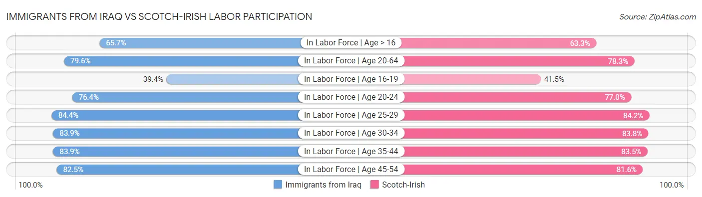 Immigrants from Iraq vs Scotch-Irish Labor Participation