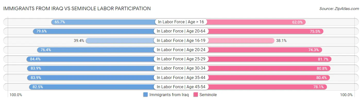 Immigrants from Iraq vs Seminole Labor Participation