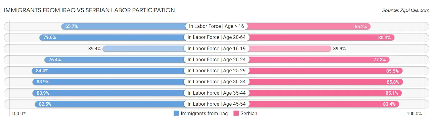Immigrants from Iraq vs Serbian Labor Participation