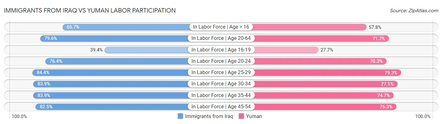 Immigrants from Iraq vs Yuman Labor Participation