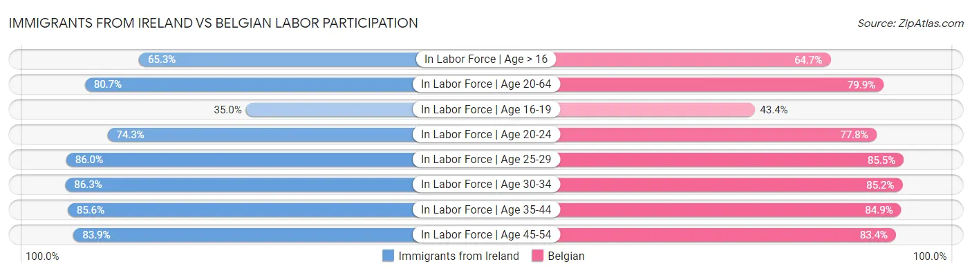 Immigrants from Ireland vs Belgian Labor Participation
