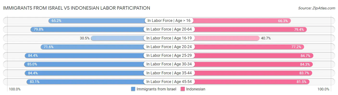 Immigrants from Israel vs Indonesian Labor Participation