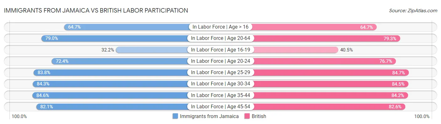 Immigrants from Jamaica vs British Labor Participation