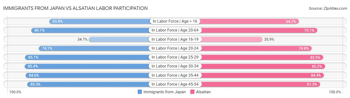 Immigrants from Japan vs Alsatian Labor Participation