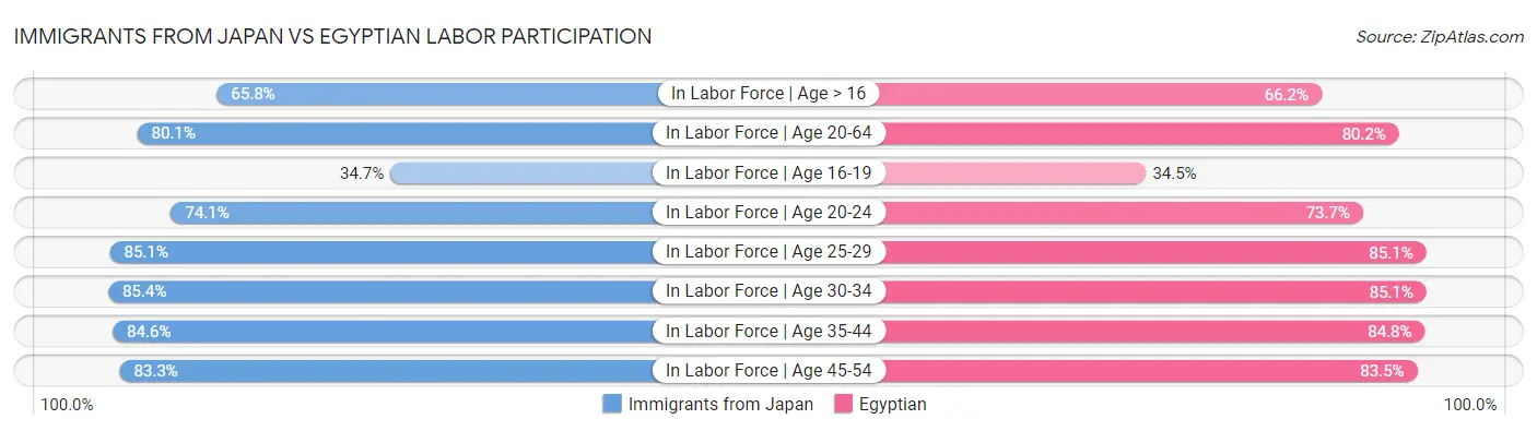 Immigrants from Japan vs Egyptian Labor Participation