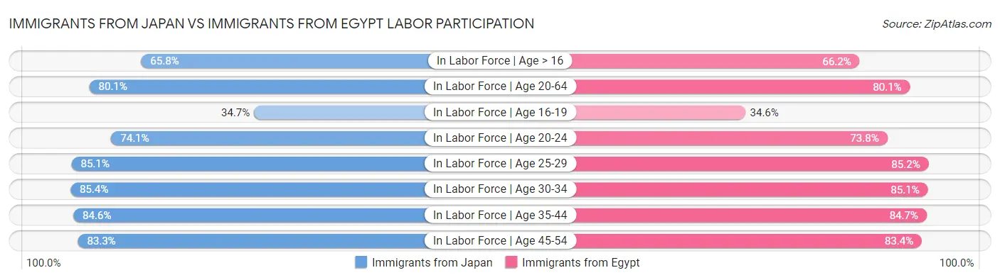 Immigrants from Japan vs Immigrants from Egypt Labor Participation