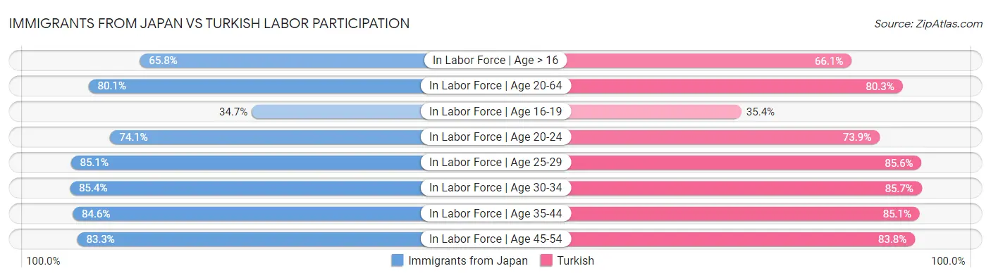 Immigrants from Japan vs Turkish Labor Participation