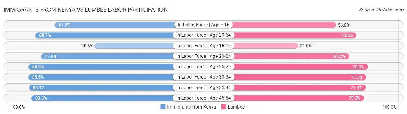 Immigrants from Kenya vs Lumbee Labor Participation