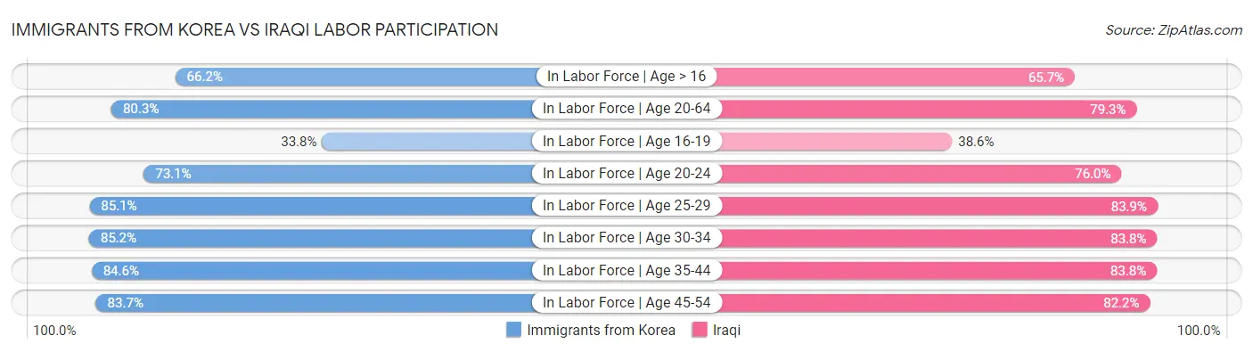 Immigrants from Korea vs Iraqi Labor Participation