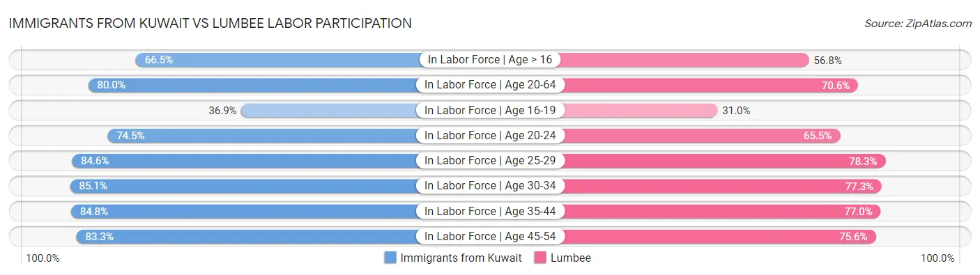 Immigrants from Kuwait vs Lumbee Labor Participation