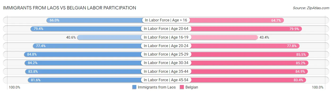 Immigrants from Laos vs Belgian Labor Participation