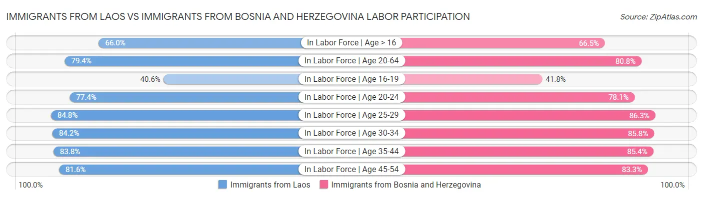 Immigrants from Laos vs Immigrants from Bosnia and Herzegovina Labor Participation