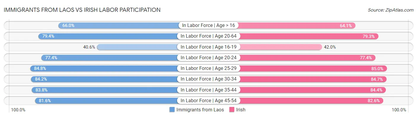 Immigrants from Laos vs Irish Labor Participation